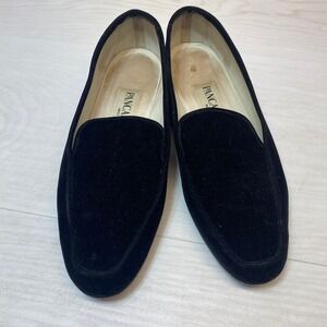 Pancaldi Womens 7.5B Loafers Smoking Slippers Velvet Black Italy Dressy Classic
